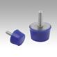 Topes de goma de acero inoxidable, tipo K cónicos con rosca exterior azules conforme con FDA