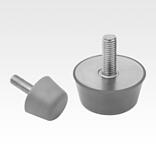Topes de goma de acero inoxidable, tipo K cónicos con rosca exterior, gris