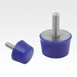 Topes de goma de acero inoxidable, tipo K cónicos con rosca exterior azules conforme con FDA