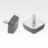 Topes de goma de acero inoxidable, tipo KV cuadrados con rosca exterior, gris