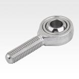 Vástagos articulados con cojinete de deslizamiento, rosca exterior, acero inoxidable, DIN ISO 12240-1 sin mantenimiento
