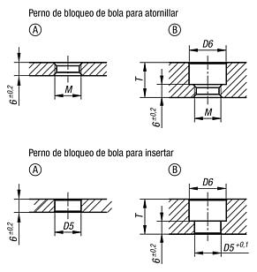 Pernos de bloqueo de bola de acero inoxidable con rosca