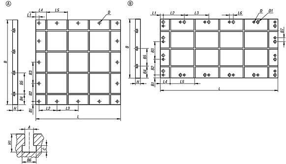 Placas de base de aluminio con ranura en T