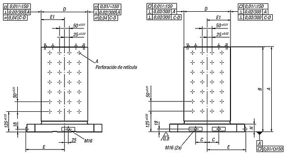 Centrador con perforación de retícula