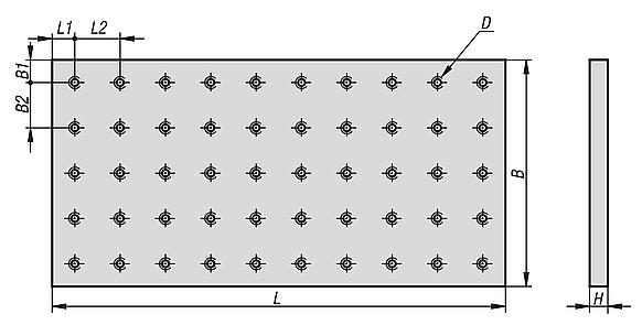 Placas de base de aluminio con perforaciones roscadas