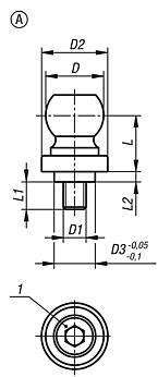 Bolas de sujeción con bola esférica para estabilizador de pieza de trabajo, forma A