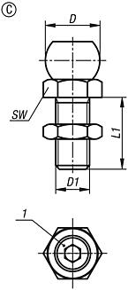 Bolas de sujeción con bola esférica para estabilizador de pieza de trabajo, forma C