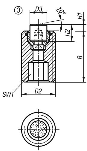 Soportes con bola oscilante ajustables con junta tórica, insertos intercambiables y hexágono interior, forma O, inserto de acero inoxidable con superficie de diamante