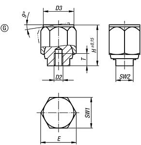 Soportes con bola oscilante, con retrogiro automático, forma G, con soporte de ajuste, bola aplanada, planos