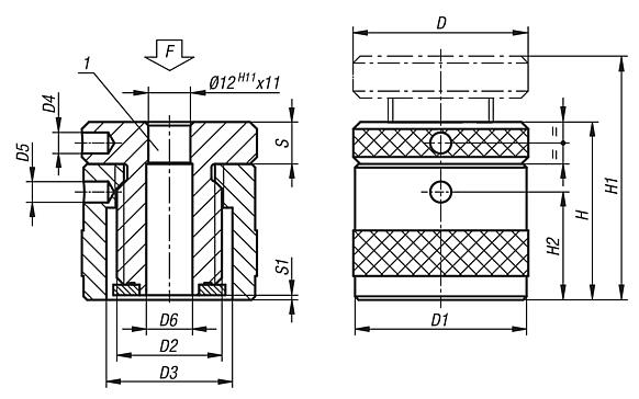 Bloques de atornillar con soporte plano, acero inoxidable