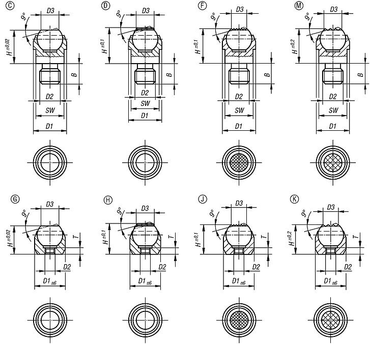 Soportes con bola oscilante