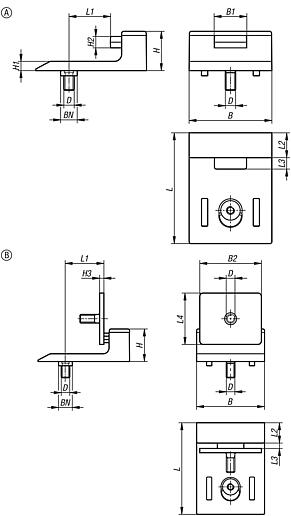 Topes de puerta de plástico para perfil de aluminio con amortiguación o con cierre magnético