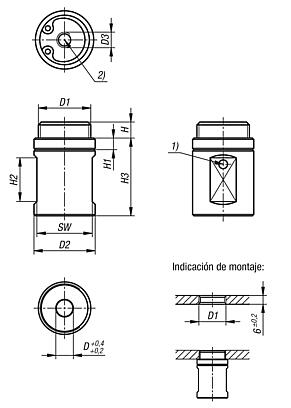 Soportes de posicionamiento redondos de acero inoxidable, neumáticos