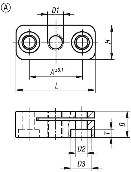 Piezas de retención de aluminio, forma A