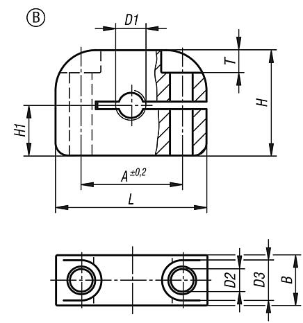 Piezas de retención de aluminio, forma B