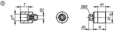 Casquillos de posicionamiento de acero o acero inoxidable para sensor de estado, forma D, lisa