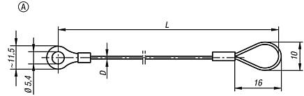 Cable de retención forma A con ojete y terminal de cable prensado