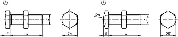 Tornillos de tope de acero, clase de resistencia 10.9.