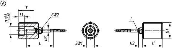 Casquillos de posicionamiento de acero o acero inoxidable con sensor de estado, forma A, rosca continua