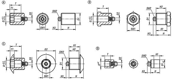 Casquillos de posicionamiento de acero o acero inoxidable para sensor de estado