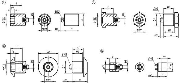 Casquillos de posicionamiento de acero o acero inoxidable para sensor de estado