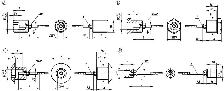 Casquillos de posicionamiento de acero o acero inoxidable con sensor de estado