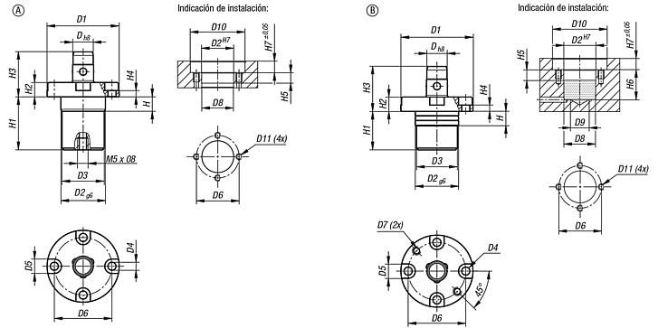 Cilindros de posicionamiento neumáticos