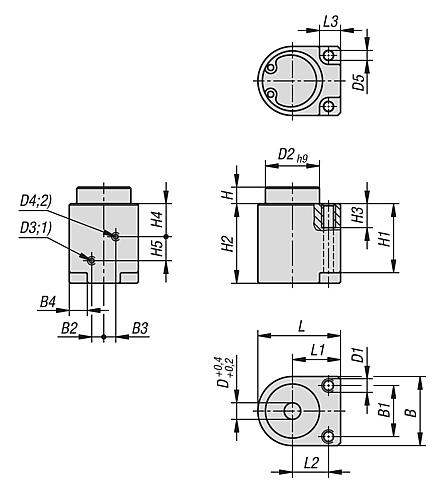 Soportes de posicionamiento brida de acero inoxidable, neumáticos