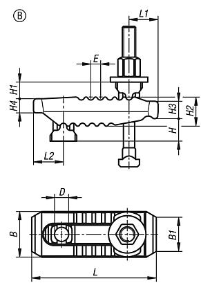 Hierros de sujeción ajustables, forma B