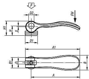 Palancas excéntricas de acero inoxidable con rosca interior
