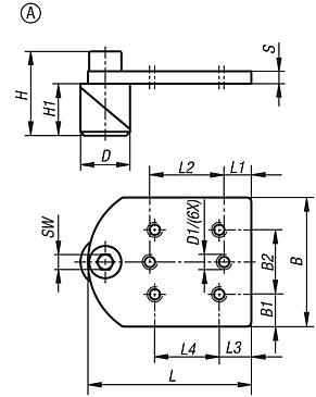 Pernos de sujeción de acero o acero inoxidable con placa del adaptador, forma A