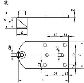 Pernos de sujeción de acero o acero inoxidable con placa del adaptador, forma B