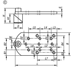 Pernos de sujeción de acero o acero inoxidable con placa del adaptador, forma C