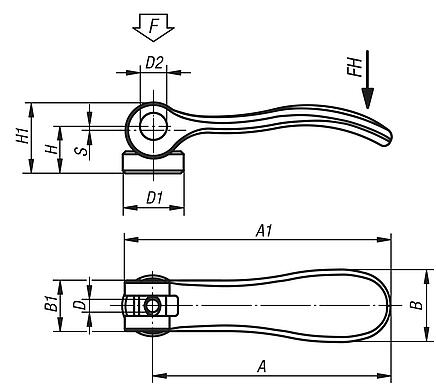 Palancas excéntricas de acero inoxidable con rosca interior, arandela de presión de acero inoxidable