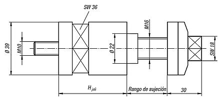 Pernos de sujeción de acero, altura 50 y 100