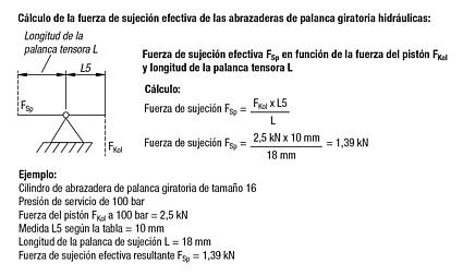 Abrazaderas de palanca giratoria y retroceso por muelle, hidráulicas, forma A, efecto doble