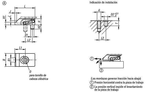 Dispositivos de sujeción planos y estrechos, forma A