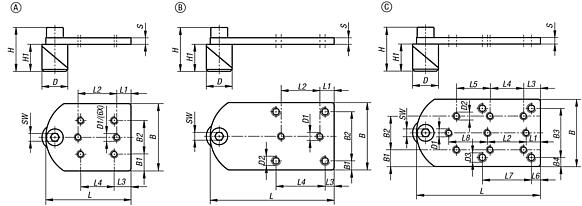 Pernos de sujeción de acero o acero inoxidable con placa del adaptador