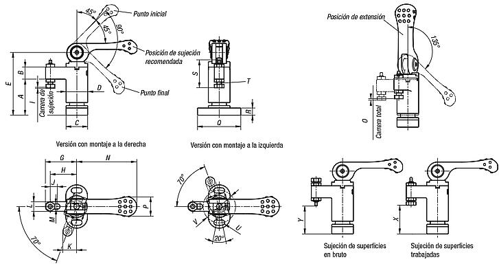 Dispositivos de sujeción pivotante mini con palanca excéntrica