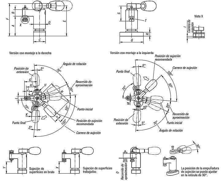 Dispositivos de sujeción pivotante mini