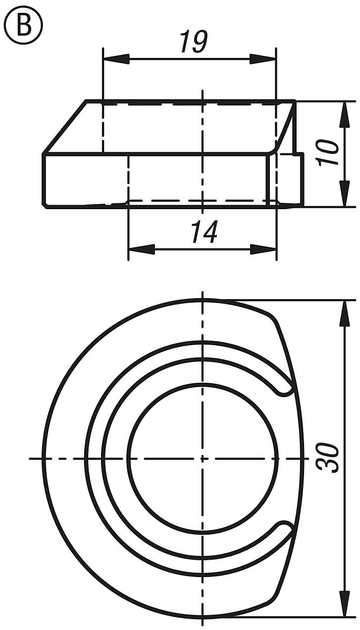 Anillos de sujeción para pernos de sujeción flexibles, forma B