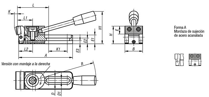 Dispositivo de sujeción con leva, forma A