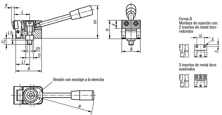 Dispositivo de sujeción con leva, forma B