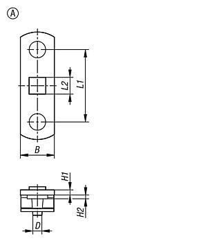 Adaptadores de acero, acero inoxidable o cinc para barras, forma A