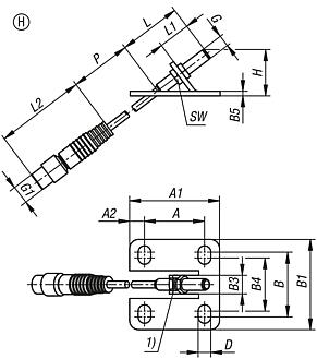 Sensores de estado de acero inoxidable con soporte, forma H, para dispositivos de sujeción rápida horizontales
