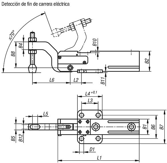 Dispositivos de sujeción mini con detección de fin de carrera eléctrica (interruptor de imán)