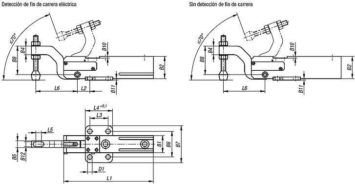 Dispositivos de sujeción mini para montaje en horizontal