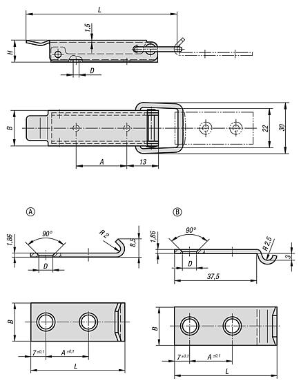 Cierres acodados de acero inoxidable DIN 3133