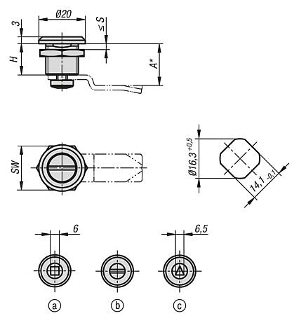 Cuartos de vuelta compactos, diámetro de la carcasa 20 mm