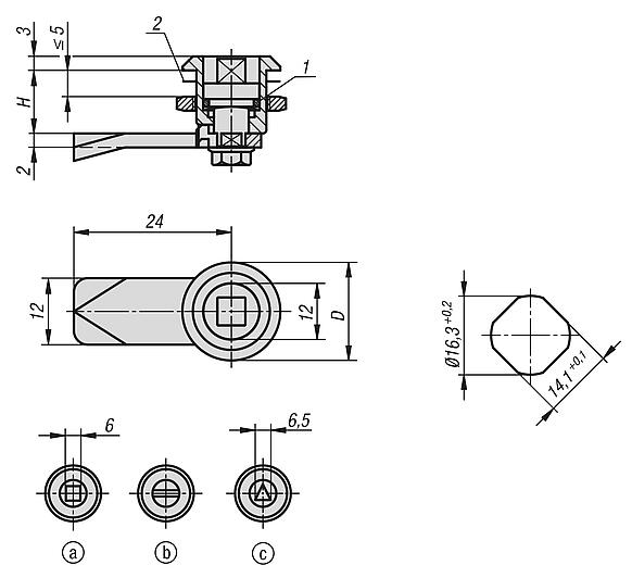 Cuartos de vuelta de acero inoxidable, compactos, con diámetro de carcasa 20 mm